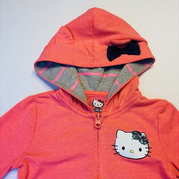 Hello Kitty Sanrio Hoodie Girl Size 4T Full Zip Pink Two Sided Vintage Y2K - Picture 2 of 12
